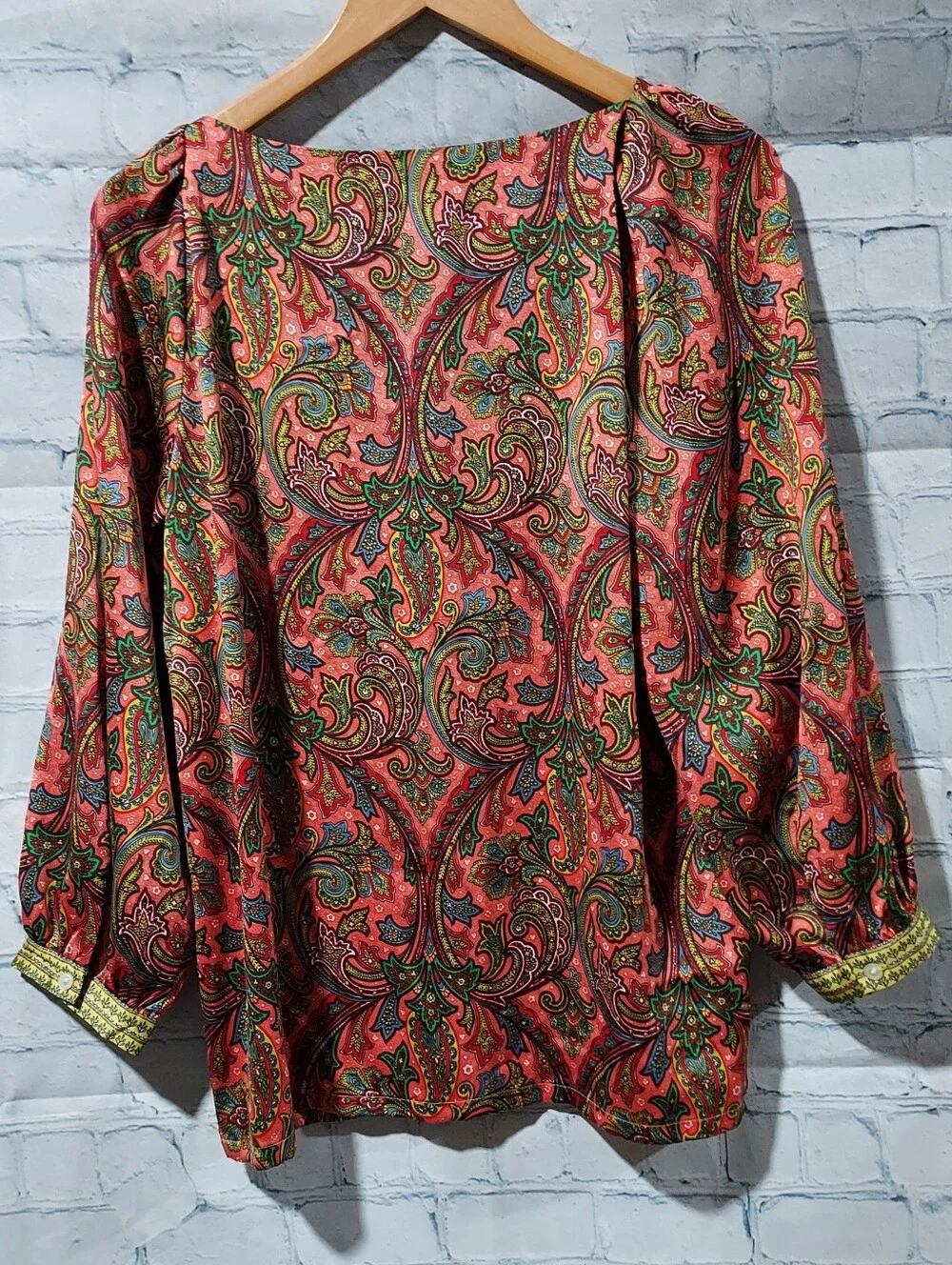 LOFT Small Colorful Paisley Satin Blouse Top Office Career Wear